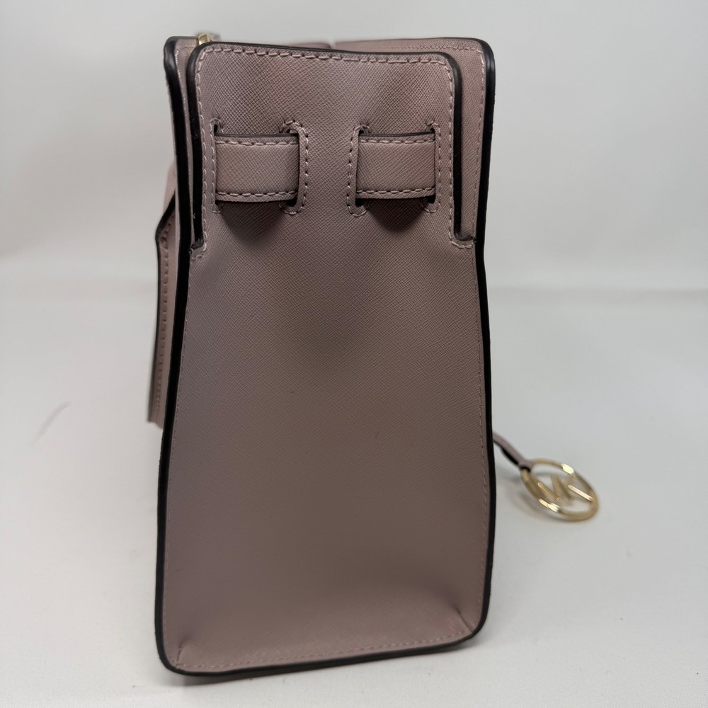 Michael Kors Saffiano Leather Satchel Crossbody Bag Dusty Rose Gold - Picture 3 of 9